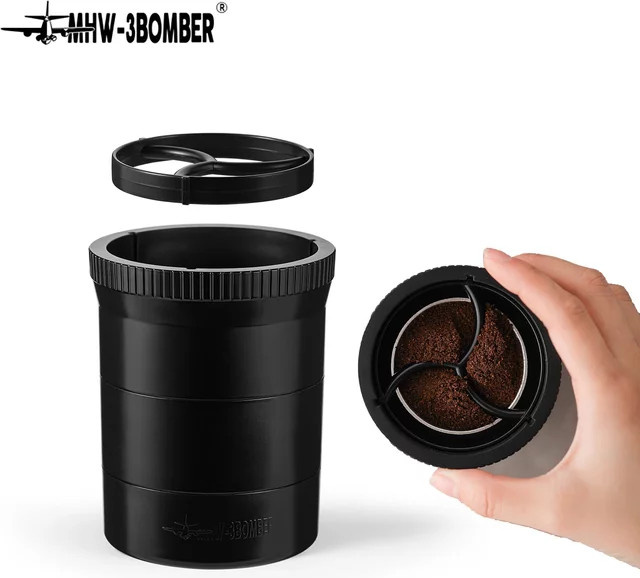 MHW-3BOMBER Moka Pot Distributor Kaffee Distributing Leveler aus Kunststoff und Edelstahl in Schwarz - Bild 1