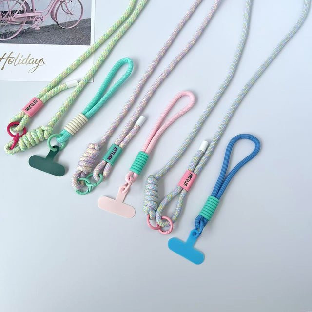 ZHANZHI Zwei-in-Eins Handy-Lanyard als verstellbares Umhängeband und DIY-Handgelenk-Kurzseil in Lila und Multicolour - Bild 1