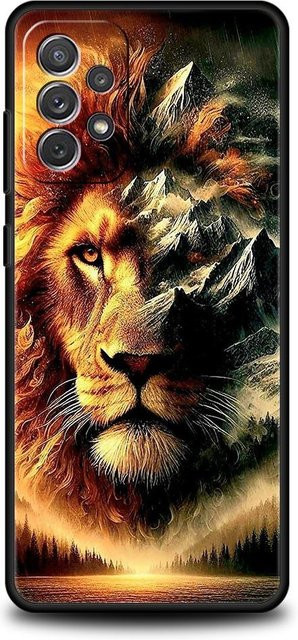 Handyhülle mit Kreismuster und Löwen-Design für Samsung Galaxy (verschiedene Modelle), weiche TPU Hülle, mehrfarbig - Bild 1