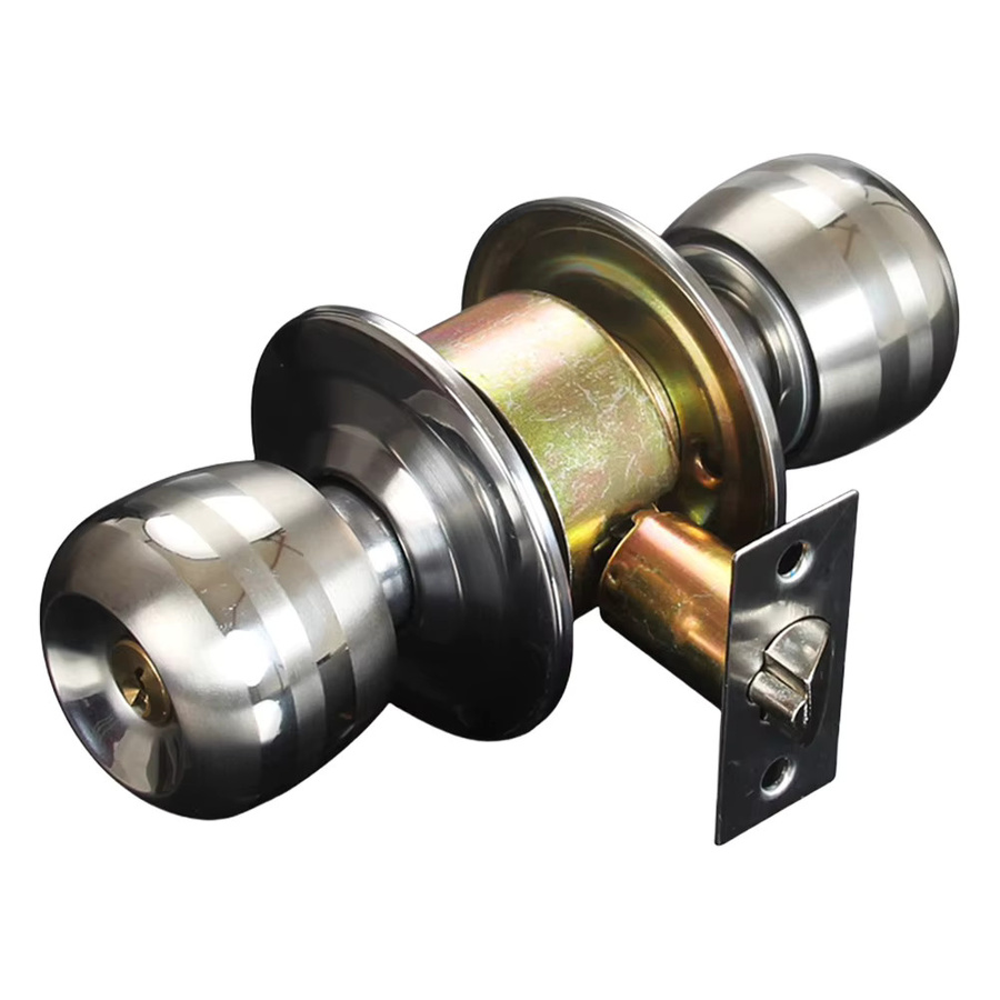 Globularer Türknauf aus Aluminiumlegierung mit Drehverschluss und Schlüssel in Silber, B/T/H: 16,0 x 7,5 x 7,5 cm - Bild 3