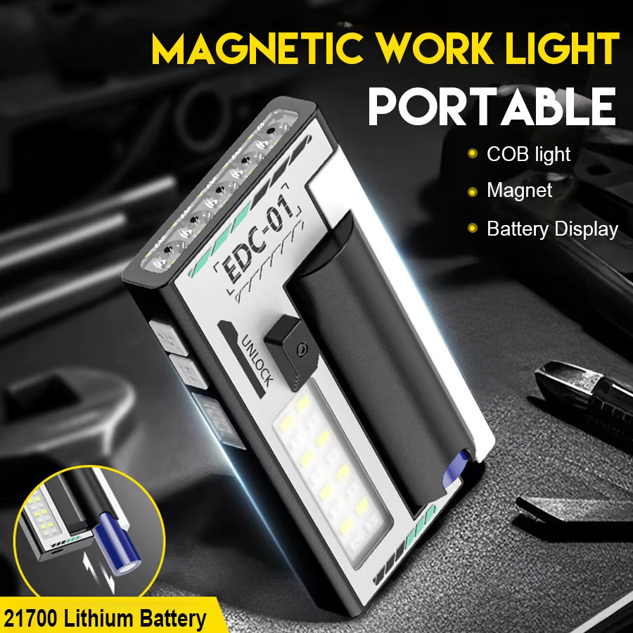 JIASHUAIXIN Dual-Light wiederaufladbare Notfalllampe mit superheller LED COB, 3000 mAh Akku, Digitalanzeige und 6 Modi, Schwarz - Bild 2