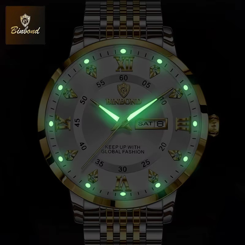 BINBOND Armbanduhr Edelstahl, Quarz, Silber, Herren - Bild 2