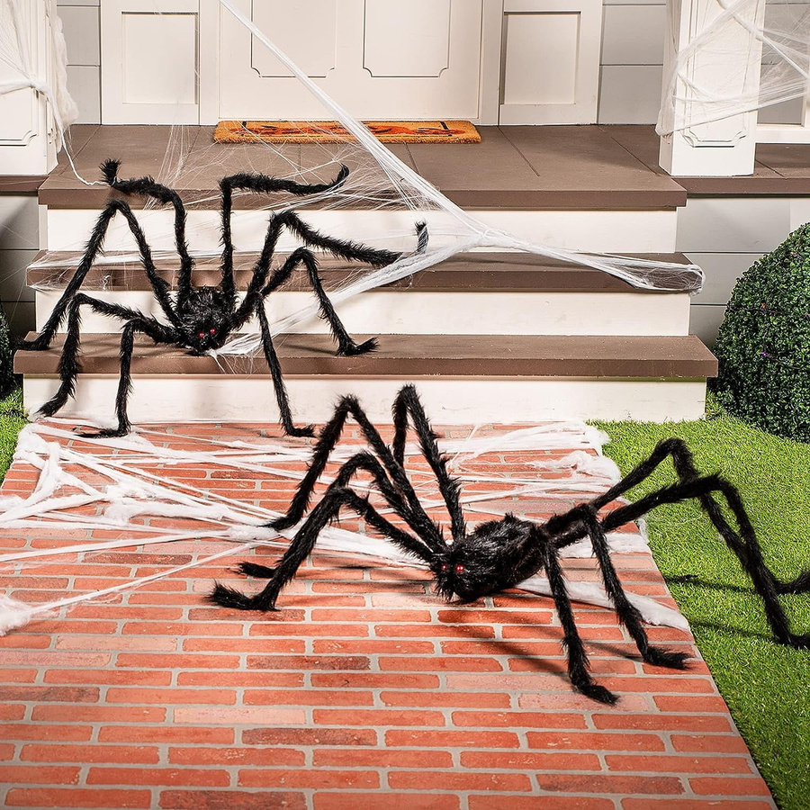 2er-Pack Joyfy Riesenspinne Halloween-Dekoration aus Kunststoff, Schwarz, Höhe: 150 cm - Bild 4
