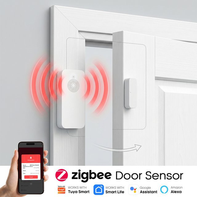PGST Magnetsensor für Tür und Fenster in Weiß, kompatibel mit Alexa, Google, Tuya und Zigbee für Smart Home Alarmanlagen und Sicherheitssysteme - Bild 1