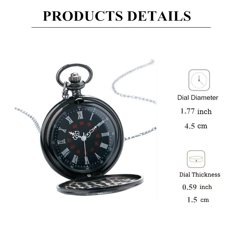 TINUORA Taschenuhr, Quarz, Messing, Schwarz, Unisex - Bild 3