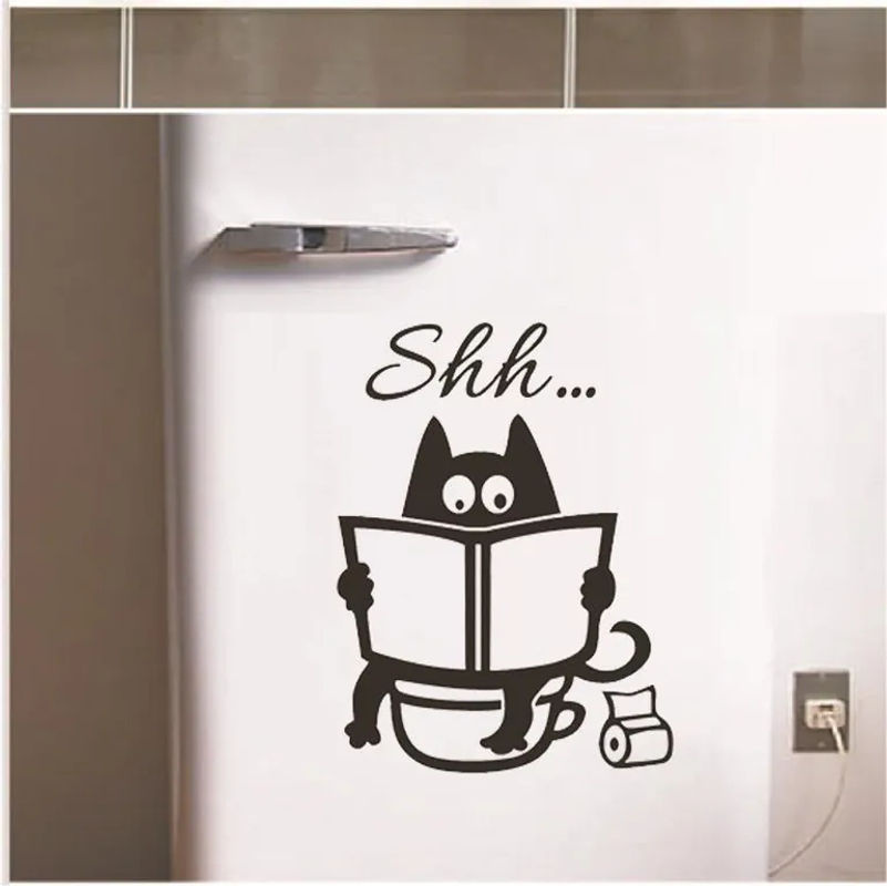 xianyi01 Wandsticker mit lustigem Katzenmotiv für das Badezimmer in Schwarz - Bild 5