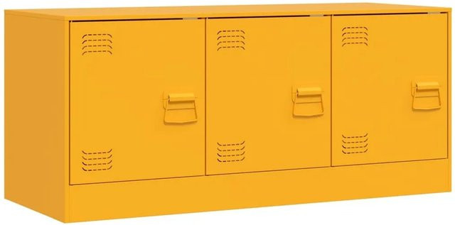 vidaXL TV-Schrank aus kaltgewalztem Stahl in Gelb, B/T/H: 99 x 39 x 44 cm - Bild 1