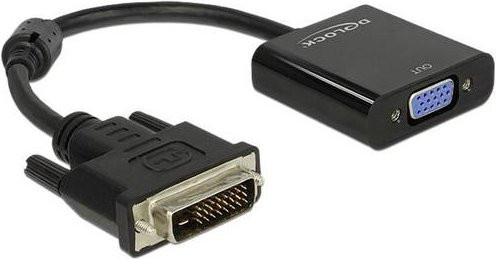 Delock 65658 DVI zu VGA Adapter Schwarz mit Ferritkern (1x DVI-Stecker 24+1pol. auf 1x VGA-Buchse) - Bild 1