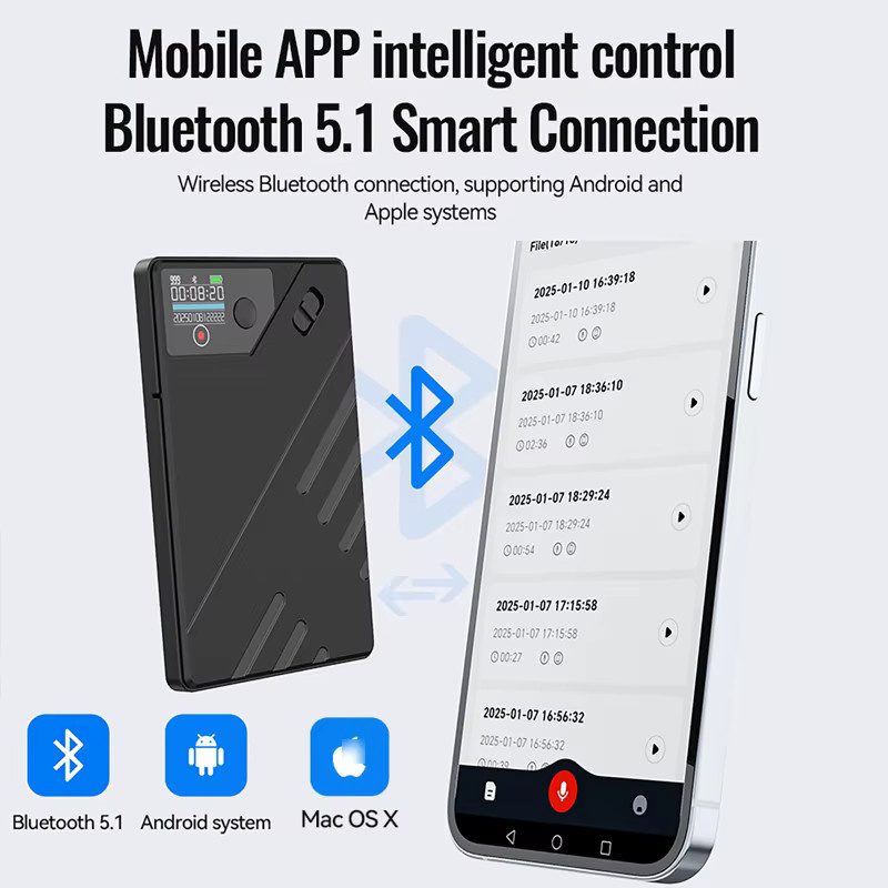 luxuglow AI Voice Recorder mit ChatGPT Smart Voice To Text Funktion für Telefonanrufe, Besprechungen und Interviews in Schwarz - Bild 5