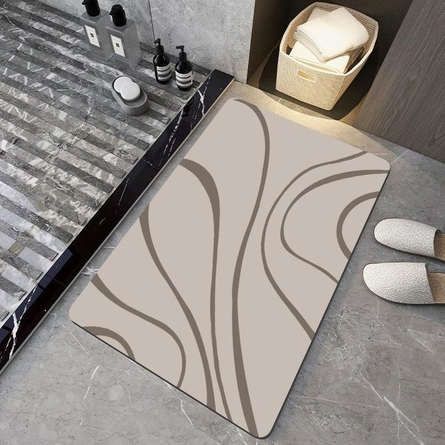 Wasserabsorbierende Silikon-Badezimmer-Fußmatte von Yiran Furniture in Beige, B/T: 60 x 40 cm - Bild 1