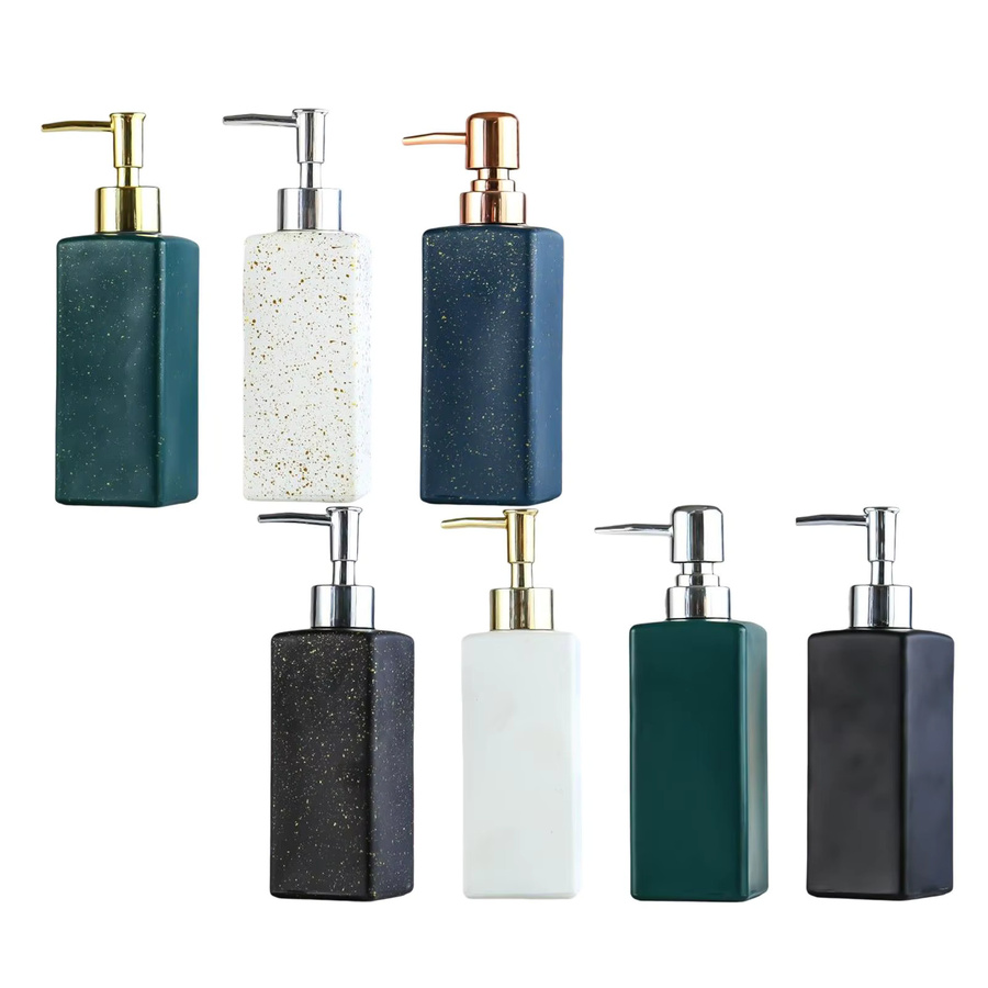 Kesoto Keramik Lotionspender mit Pumpe, wiederbefüllbare Flasche in Schwarz, Höhe: 19,6 cm, Breite: 5,7 cm - Bild 3