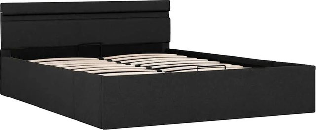 vidaXL Stauraumbett mit Hydraulik, LED-Beleuchtung und USB-Anschluss, Dunkelgrau, Stoff, B/T/H: 120 x 200 cm - Bild 1