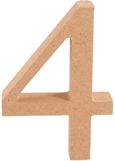 VBS MDF Zahl Ziffer 4 in Braun, Höhe: 8,0 cm, Breite: 1,5 cm - Bild 1