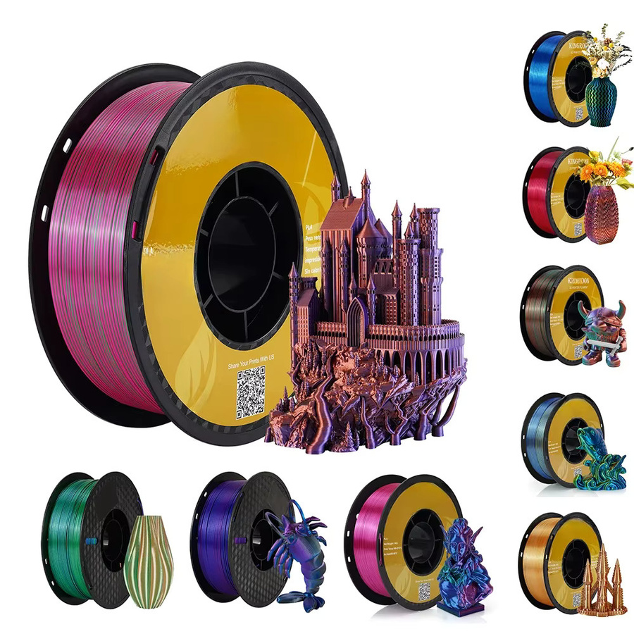 KINGROON Seiden-PLA-Filament Mehrfarbig 1,75 mm 1 kg Spule für FDM 3D-Drucker - Bild 6