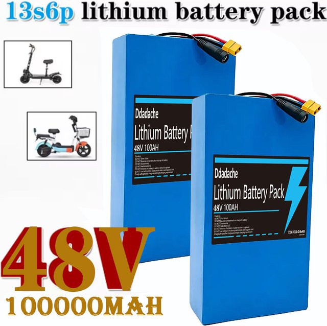 Ddadache Lithium-Akkupack 48V 100Ah 13S6P für Citycoco Motorroller in Blau mit integriertem 50A BMS - Bild 1