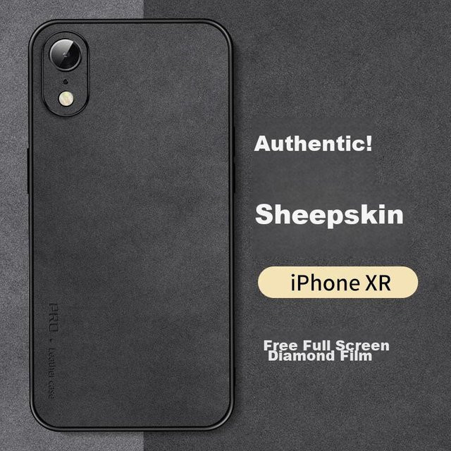 Shangsu Silikon Schutzhülle für iPhone XR in Schwarz mit Stoßfestem Kameraobjektiv-Schutz und Lederoptik - Bild 1