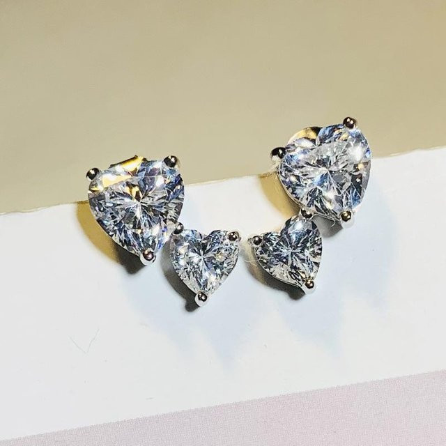 YIRAN Jewelry Ohrstecker, Zirkonia, Kupfer, Weiß, Damen - Bild 1