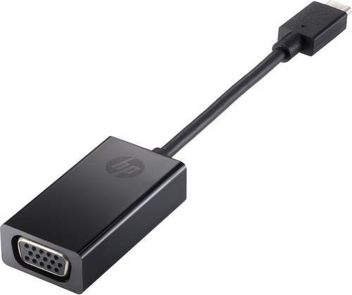 HP USB-C auf VGA Adapter in Schwarz mit 1x USB-C Stecker und 1x VGA Buchse - Bild 1