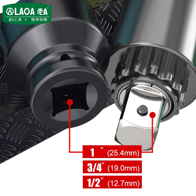 LAOA 1/2 Zoll Schlaghülsen-Set mit Sechskant-Steckschlüsseln 8-46mm in Schwarz für Pneumatik- und Elektrowerkzeuge - Bild 3