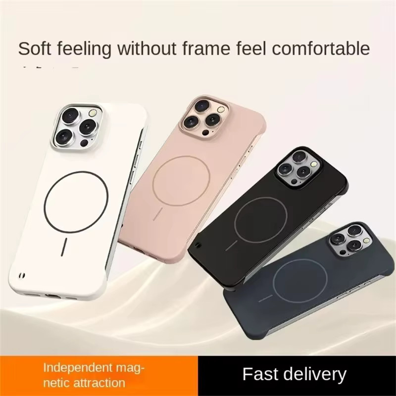 Ultradünne Rahmenlose Schutzhülle für iPhone 18 17 16 15 Plus 14 13 12 18 Pro Max mit MagSafe Magnetischer Stoßfester Abdeckung in Gold - Bild 2