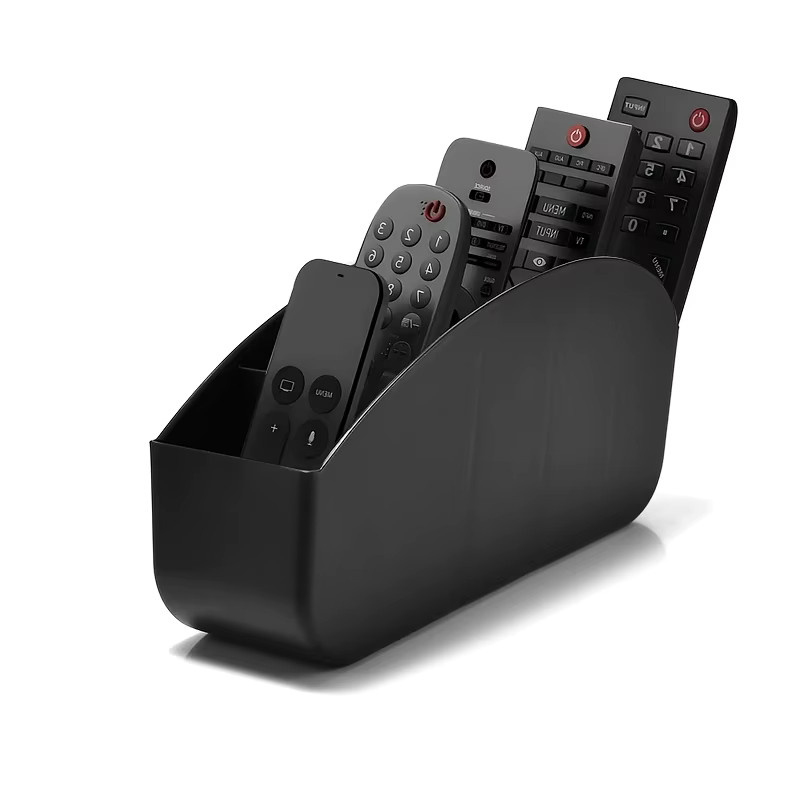 5-Fächer Fernbedienungshalter Organizer aus Kunststoff in Schwarz für Schreibtisch und Wohnzimmer, B/T/H: 24,0 x 12,0 x 5,0 cm - Bild 2