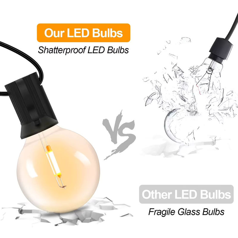 LED Outdoor Girlande mit G40 Kunststoff Glühbirnen in Warmweiß, 30 m String Light für Garten, Terrasse und Zelt, 220 V - Bild 3