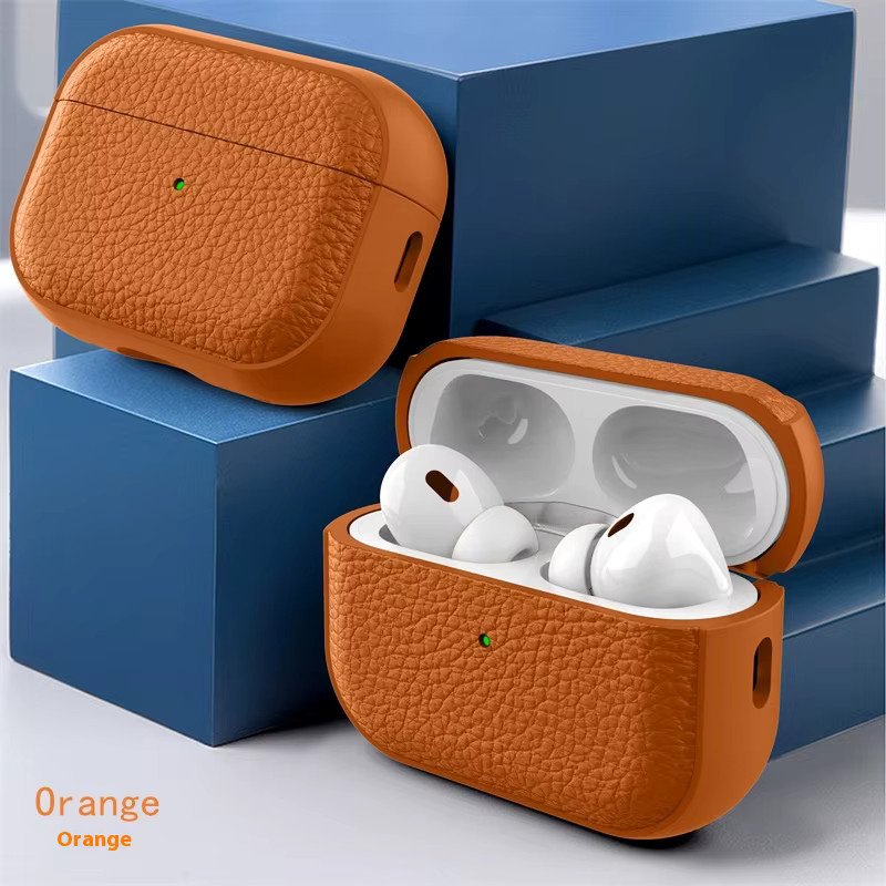 Schutzhülle für Apple AirPods Pro 3 aus weichem TPU-Leder in Orange inklusive Reinigungsset - Bild 3