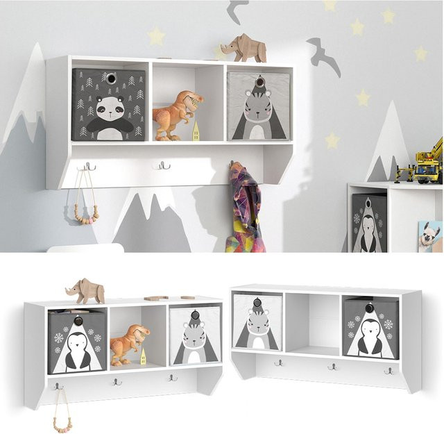 Vicco Kinderregal Luigi Hängeregal für das Kinderzimmer in Weiß mit Faltbox - Bild 1