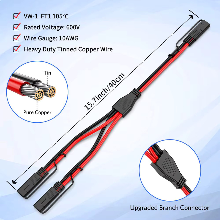 Anchtek 10AWG SAE auf SAE Verlängerungskabel Automotive Adapterkabel für Solarpanel und Batterieladegerät - Bild 3