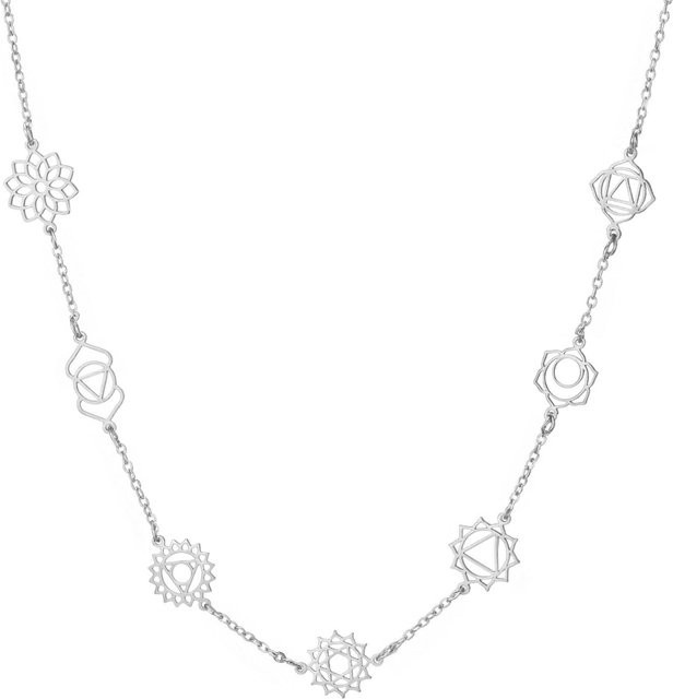Halskette 7 Chakren, Zirkonia, Edelstahl, Gold, Damen, 45-50 cm - Bild 1