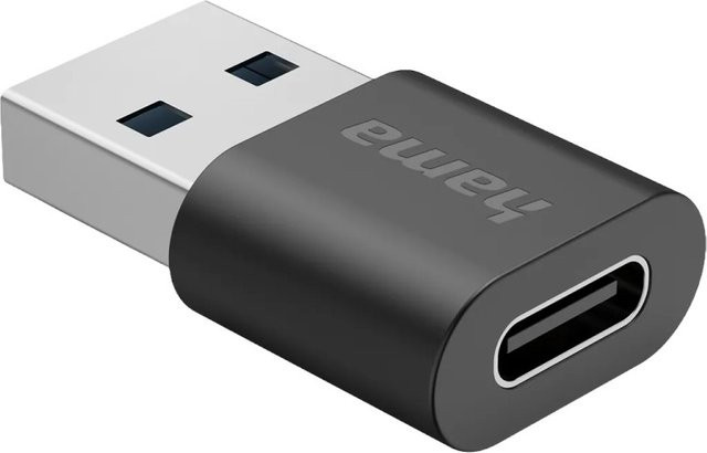 Hama USB-Adapter USB-A-Stecker auf USB-C-Buchse USB 3.2 Gen2 Schwarz 10 Gbit/s - Bild 1
