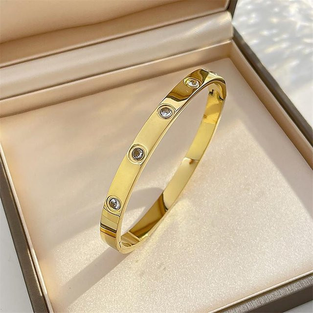Armband, vergoldet, Kupfer, Zirkonia, Damen, Gold - Bild 1