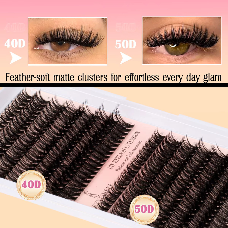 SEXYSHEEP Wimpern-Cluster-Set C-Curl, mit Bond & Seal, Kleberentferner, Unisex - Bild 4