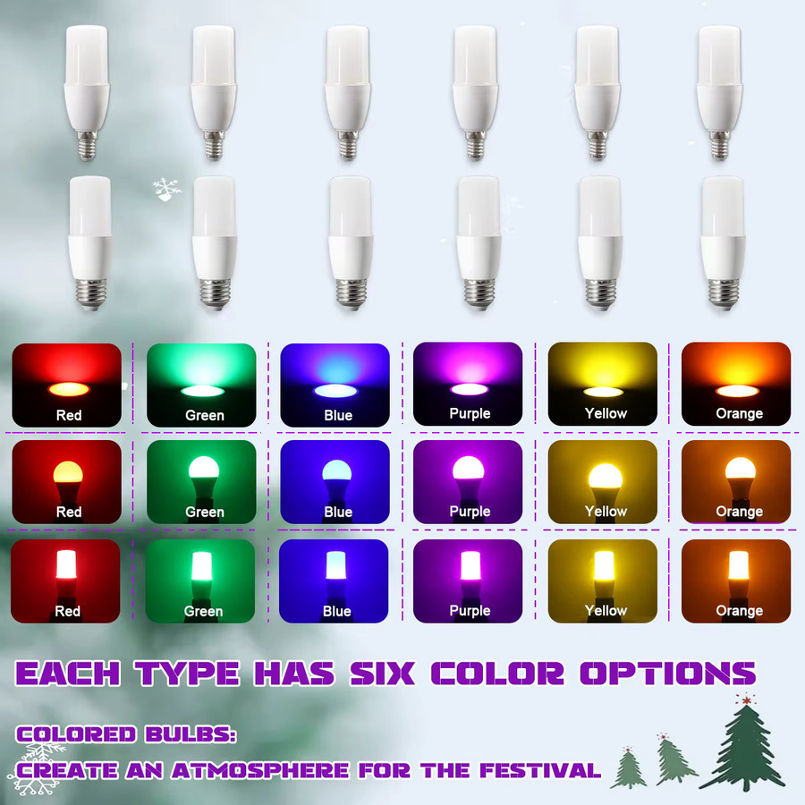 8er Set Derec LED Bunte Glühbirnen RGB Beleuchtung für E14 und E27 Fassungen - Bild 3