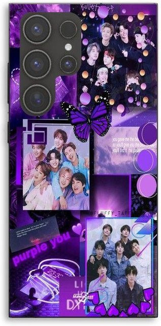 MANIACASE Handyhülle für Samsung Galaxy S23 Ultra aus Silikon TPU im BTS lila Konzept, Schwarz/Lila - Bild 1