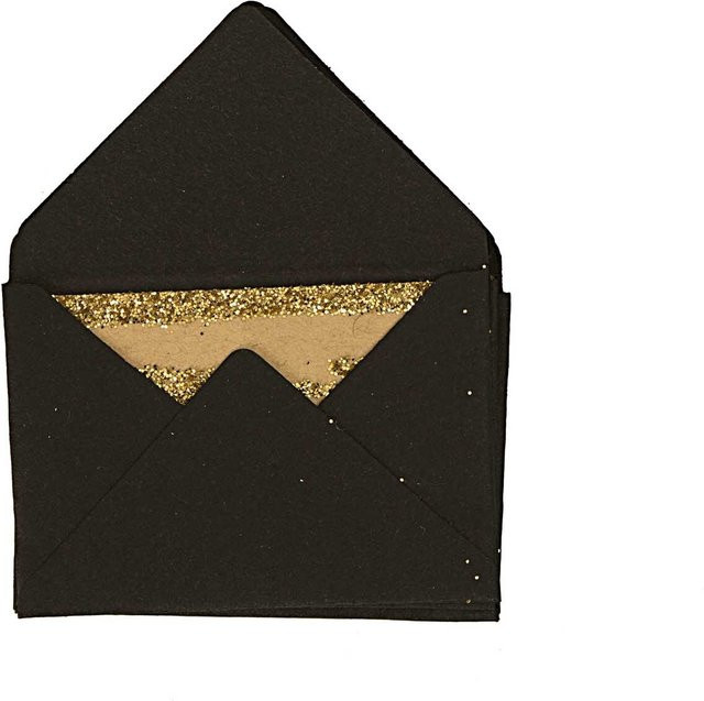 Rico Design Paper Poetry Mini Briefe schwarz, 10 Stück, B: 3 cm, H: 4,5 cm - Bild 1