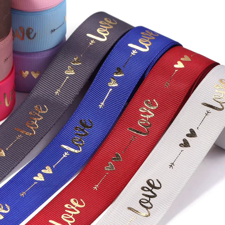 Ripsband mit LOVE-Aufdruck in Lila und Multicolour, Breite: 2,5 cm, 5 Yards pro Set - Bild 4