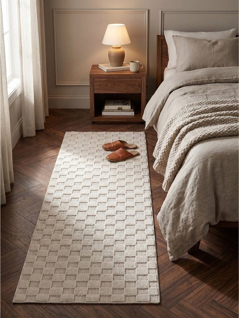 Flachgewebe-Teppich Schachbrett KADIMA DESIGN in Beige, B: 80 cm, L: 250 cm - Bild 1