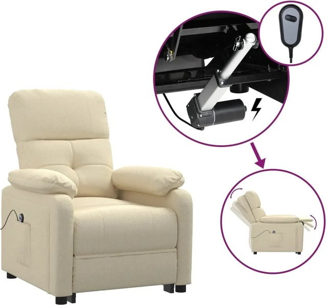 vidaXL Elektrischer Relaxsessel in Beige aus Stoff mit Armlehnen - Bild 1