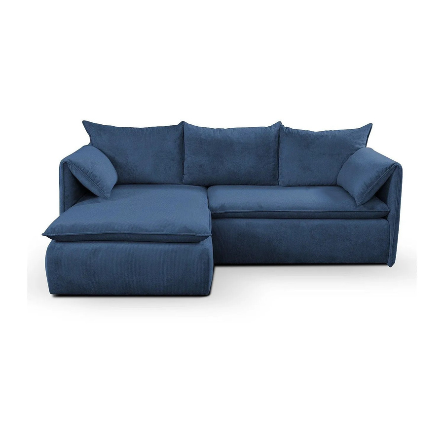 Vente-unique Schlafsofa Teodora in Marineblau mit Cord-Bezug und L-Form, Breite: 230 cm - Bild 2