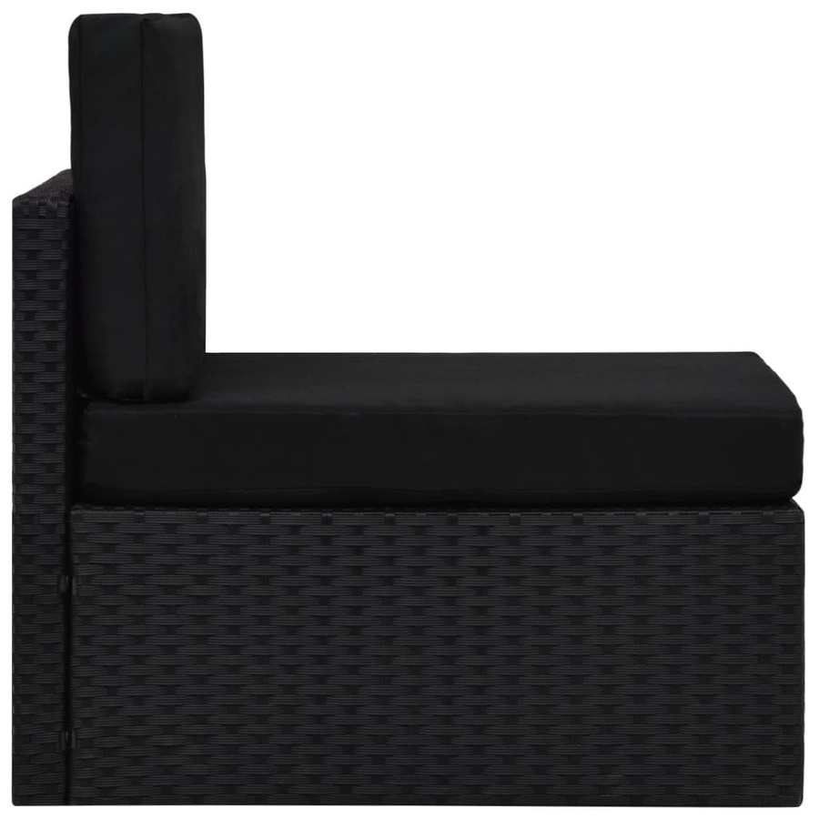 vidaXL Modulares Mittelsofa aus Polyrattan und Stoff in Schwarz mit Metallrahmen - Bild 5