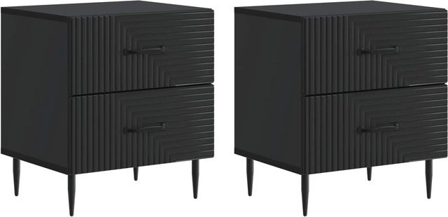 vidaXL Nachttisch Set 2 Stück Schwarz Vintage Holzwerkstoff B: 43 cm, T: 34,5 cm, H: 47,5 cm - Bild 1