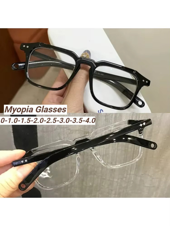 Anti-Blaulicht-Myopie-Brille, Unisex, Vollrand, Square, Plastic, Black, Transparent - Bild 4