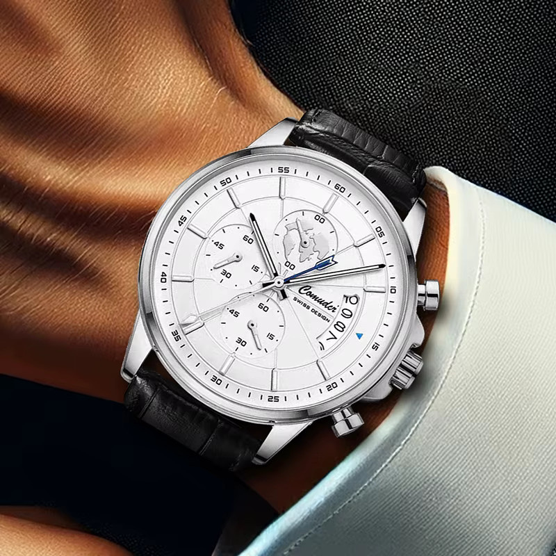CAROTIF Armbanduhr, Quarz, Edelstahl, Silber, Leder, Herren - Bild 5