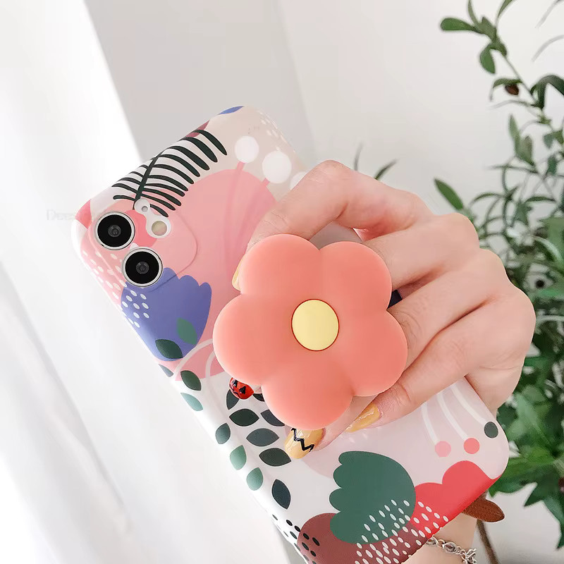 AKABEILA Faltbarer und erweiterbarer Handy-Griffhalter mit Blumenmuster in Gelb für iPhone und Samsung - Bild 3