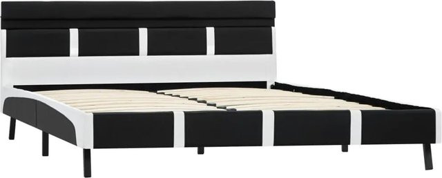 vidaXL Bettgestell mit LED-Unterbettbeleuchtung und USB-Ladeport in Schwarz aus Kunstleder, B/T: 160 x 200 cm - Bild 1