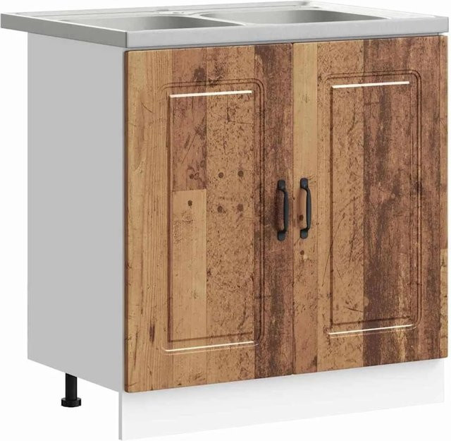 vidaXL Küchenschrank Kalmar in Altholz-Optik, braun, B/T/H: 80 x 46 x 81,5 cm - Bild 1