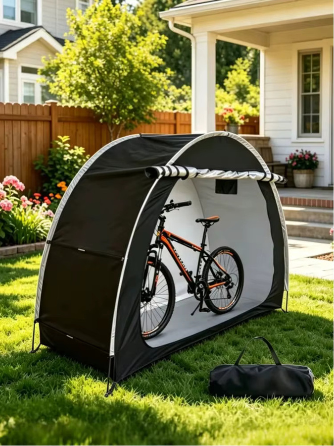HGTUGO Fahrrad-Aufbewahrungszelt für 1-2 Fahrräder aus wasserdichtem 210D Oxford-Polyester in Schwarz - Bild 8