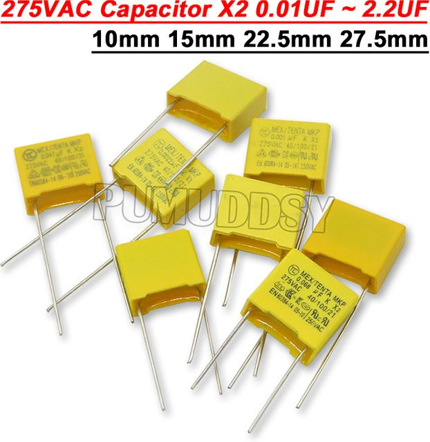 10 Stück PUMUDDSY X2 Serie Polypropylen-Folienkondensatoren 275VAC in Gelb - Bild 1