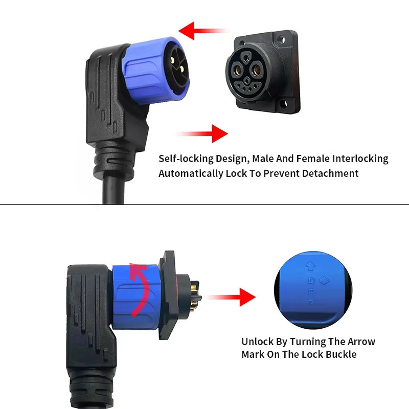 DIVEDEER Elektrische Fahrzeug Lade Steckdose Kabel M23/M25 Selbstsichernd und Wasserdicht, Schwarz - Bild 1